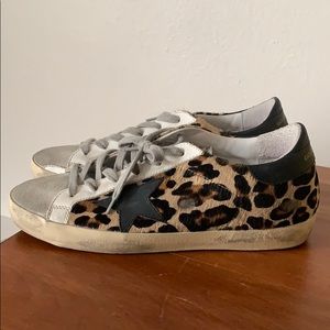 Golden Goose Superstar Leopard Calf Hair Sneakers